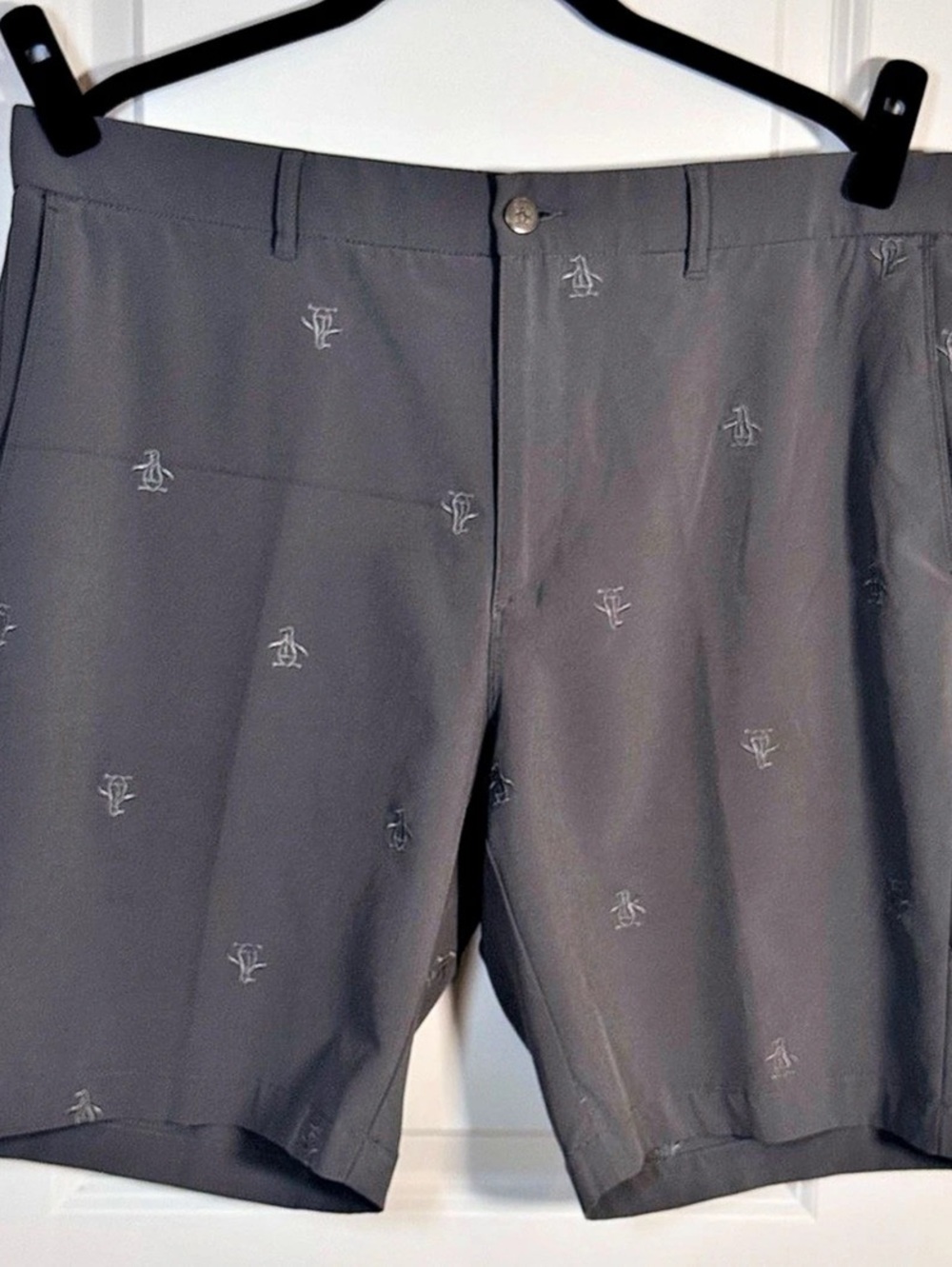 Original Penguin Golf Shorts Men 36 Gray Embroidered Pete Performance Stretch 9”
